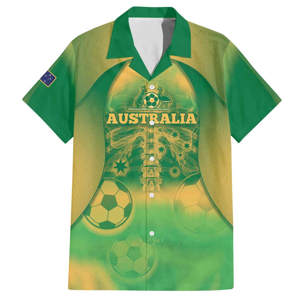 Custom Australia Soccer Hawaiian Shirt Skeleton Gradient Vintage Spray