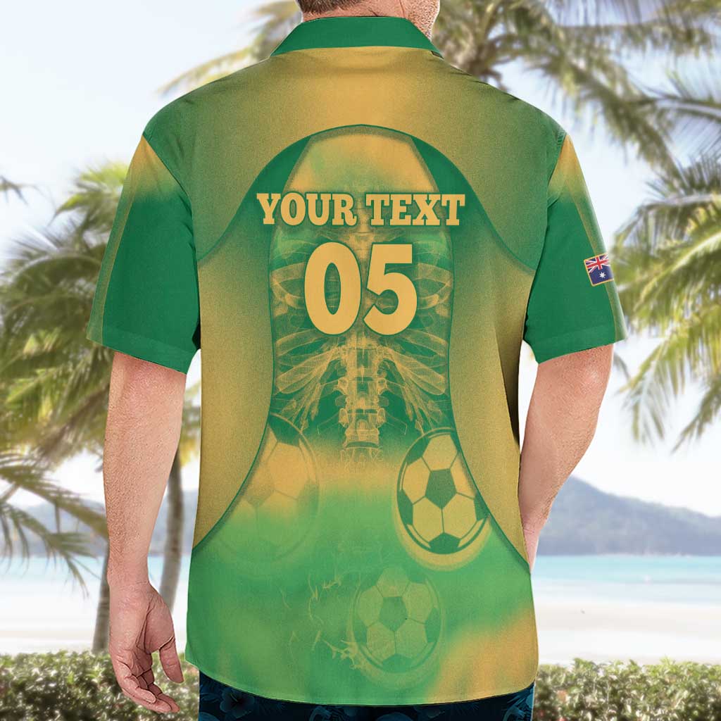 Custom Australia Soccer Hawaiian Shirt Skeleton Gradient Vintage Spray