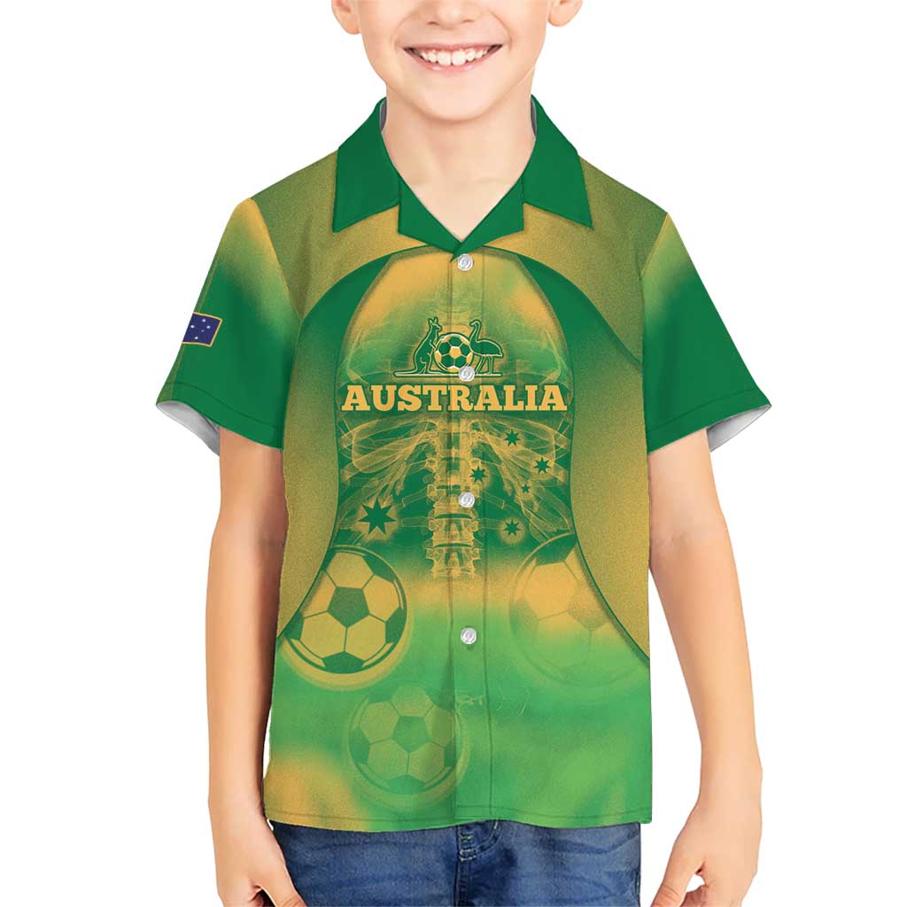Custom Australia Soccer Hawaiian Shirt Skeleton Gradient Vintage Spray