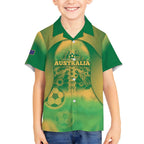 Custom Australia Soccer Hawaiian Shirt Skeleton Gradient Vintage Spray