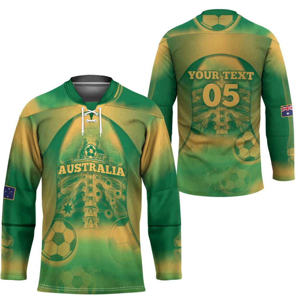 Custom Australia Soccer Hockey Jersey Skeleton Gradient Vintage Spray
