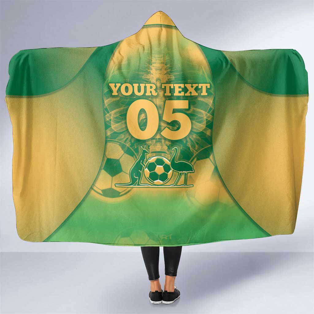 Custom Australia Soccer Hooded Blanket Skeleton Gradient Vintage Spray