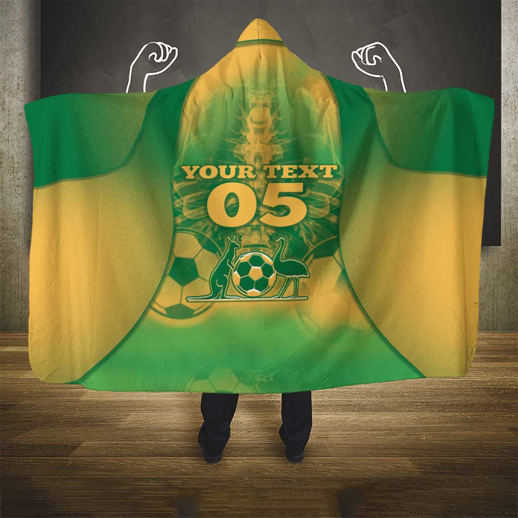 Custom Australia Soccer Hooded Blanket Skeleton Gradient Vintage Spray