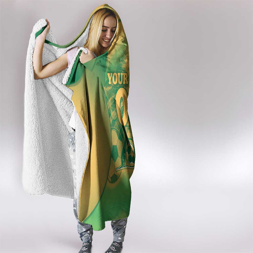 Custom Australia Soccer Hooded Blanket Skeleton Gradient Vintage Spray