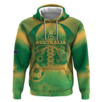 Custom Australia Soccer Hoodie Skeleton Gradient Vintage Spray