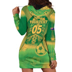 Custom Australia Soccer Hoodie Dress Skeleton Gradient Vintage Spray