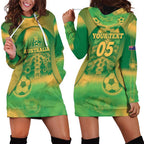 Custom Australia Soccer Hoodie Dress Skeleton Gradient Vintage Spray