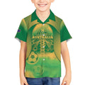 Custom Australia Soccer Kid Hawaiian Shirt Skeleton Gradient Vintage Spray