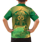 Custom Australia Soccer Kid Hawaiian Shirt Skeleton Gradient Vintage Spray