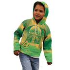 Custom Australia Soccer Kid Hoodie Skeleton Gradient Vintage Spray