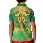 Custom Australia Soccer Kid Polo Shirt Skeleton Gradient Vintage Spray