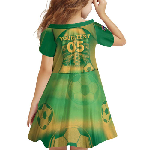Custom Australia Soccer Kid Short Sleeve Dress Skeleton Gradient Vintage Spray