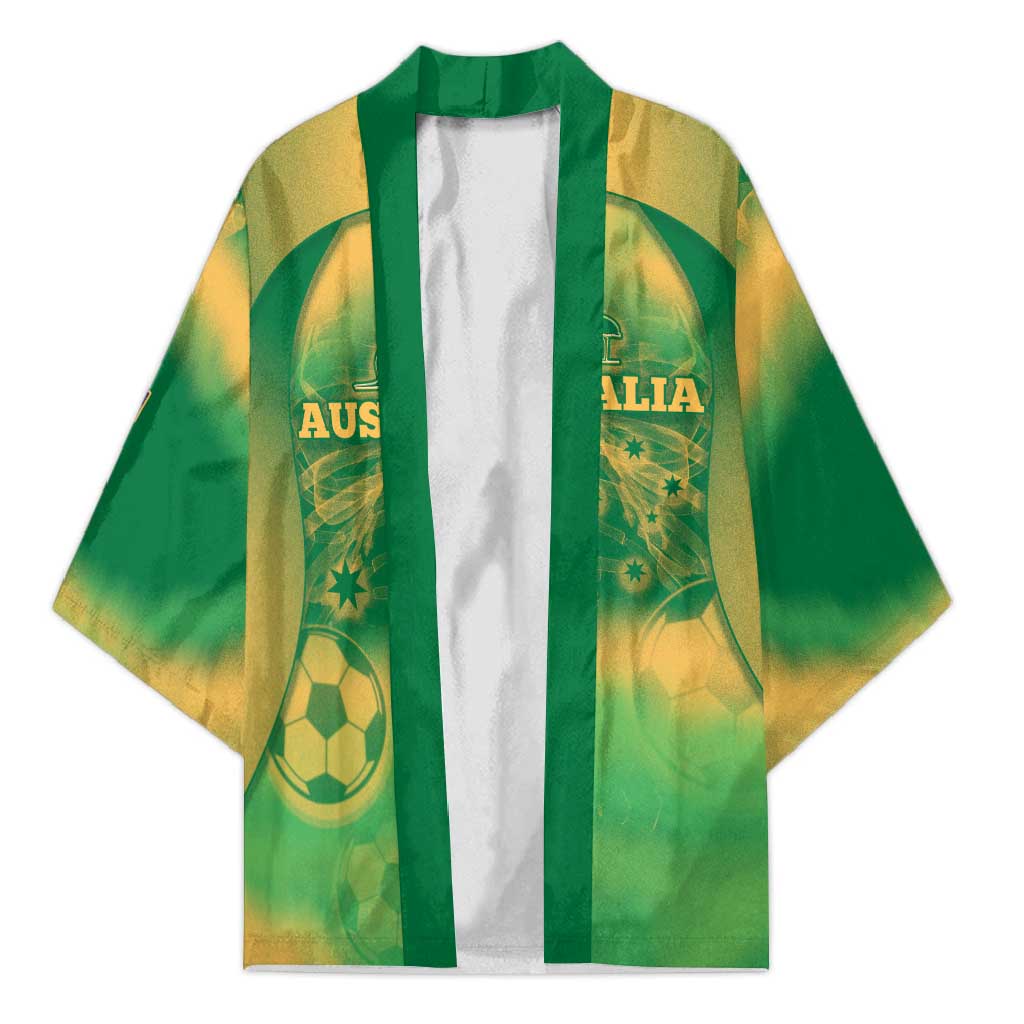 Custom Australia Soccer Kimono Skeleton Gradient Vintage Spray