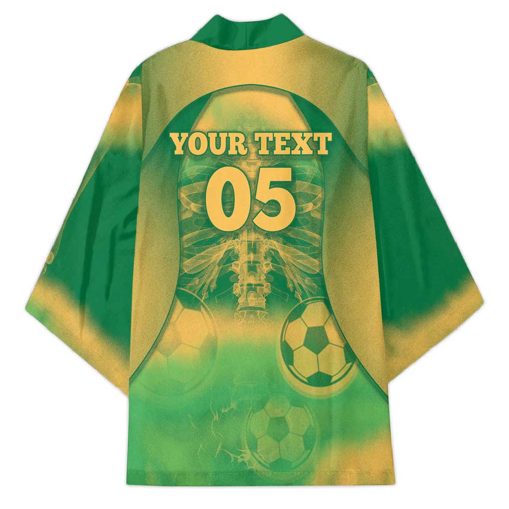 Custom Australia Soccer Kimono Skeleton Gradient Vintage Spray