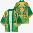 Custom Australia Soccer Kimono Skeleton Gradient Vintage Spray