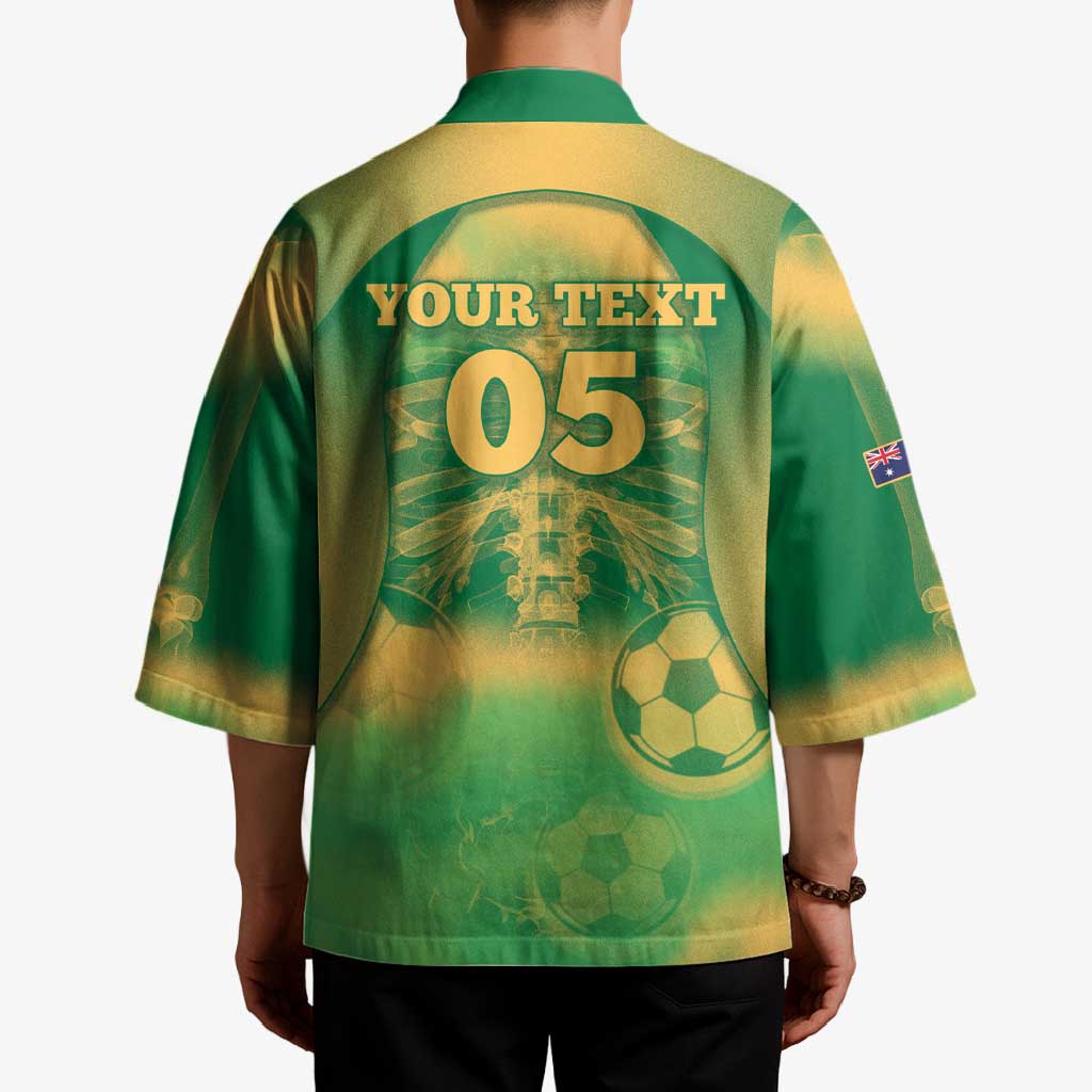 Custom Australia Soccer Kimono Skeleton Gradient Vintage Spray