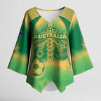 Custom Australia Soccer Kimono Sleeve Blouse Skeleton Gradient Vintage Spray