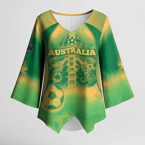 Custom Australia Soccer Kimono Sleeve Blouse Skeleton Gradient Vintage Spray