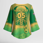 Custom Australia Soccer Kimono Sleeve Blouse Skeleton Gradient Vintage Spray