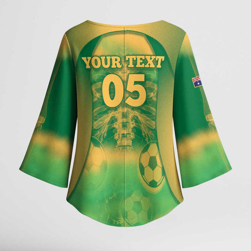 Custom Australia Soccer Kimono Sleeve Blouse Skeleton Gradient Vintage Spray