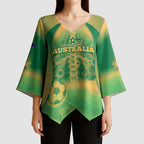 Custom Australia Soccer Kimono Sleeve Blouse Skeleton Gradient Vintage Spray