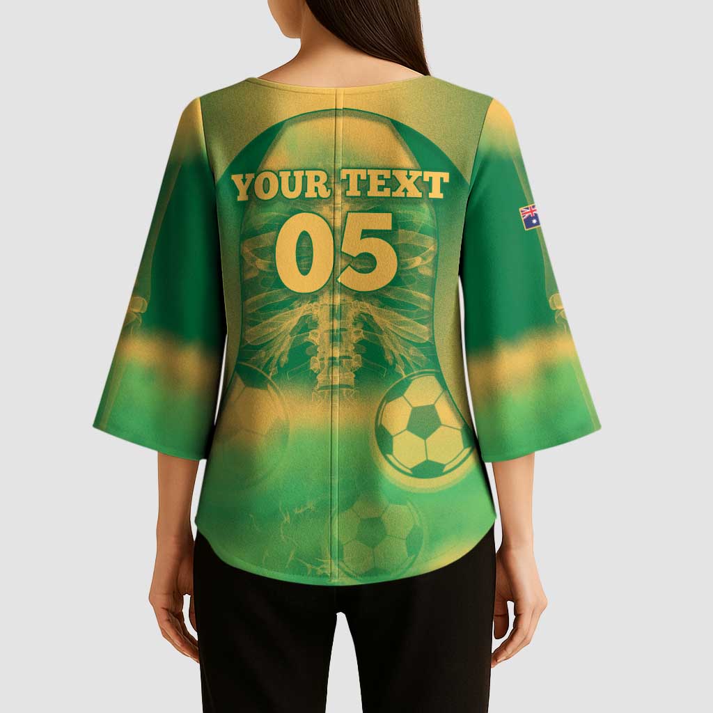 Custom Australia Soccer Kimono Sleeve Blouse Skeleton Gradient Vintage Spray