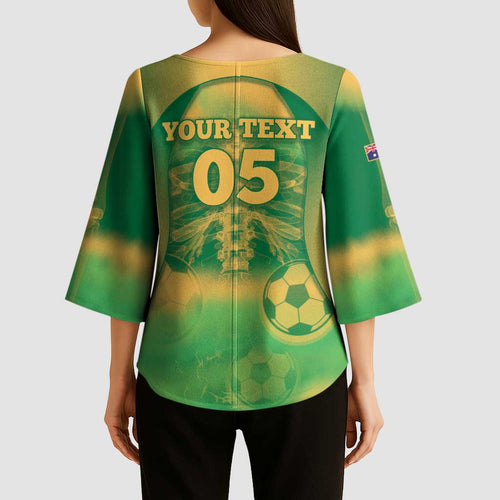 Custom Australia Soccer Kimono Sleeve Blouse Skeleton Gradient Vintage Spray