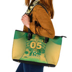 Custom Australia Soccer Leather Tote Bag Skeleton Gradient Vintage Spray