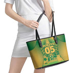 Custom Australia Soccer Leather Tote Bag Skeleton Gradient Vintage Spray