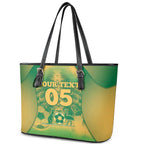 Custom Australia Soccer Leather Tote Bag Skeleton Gradient Vintage Spray