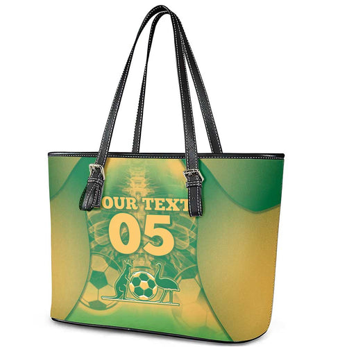 Custom Australia Soccer Leather Tote Bag Skeleton Gradient Vintage Spray