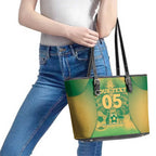Custom Australia Soccer Leather Tote Bag Skeleton Gradient Vintage Spray