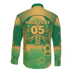 Custom Australia Soccer Long Sleeve Button Shirt Skeleton Gradient Vintage Spray
