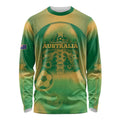 Custom Australia Soccer Long Sleeve Shirt Skeleton Gradient Vintage Spray
