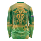 Custom Australia Soccer Long Sleeve Shirt Skeleton Gradient Vintage Spray