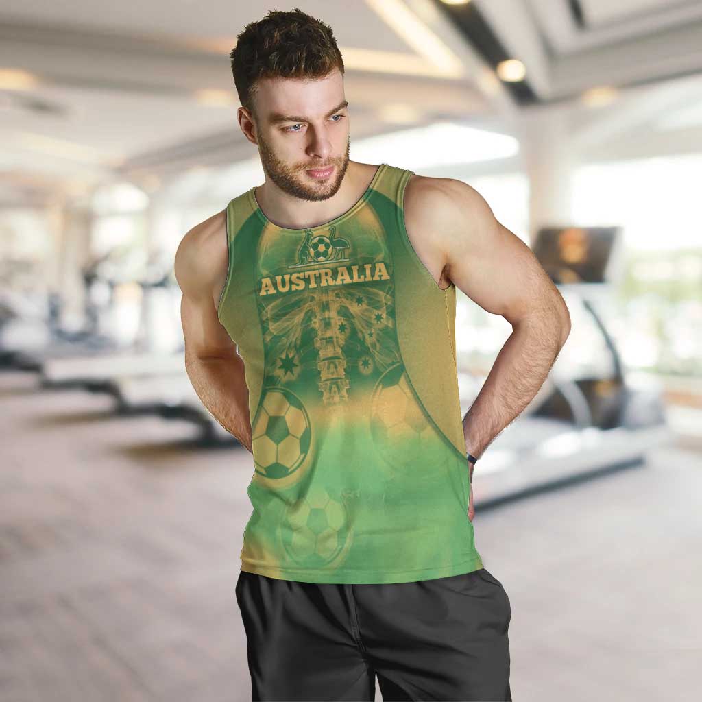 Custom Australia Soccer Men Tank Top Skeleton Gradient Vintage Spray