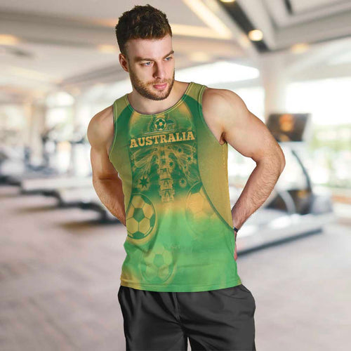 Custom Australia Soccer Men Tank Top Skeleton Gradient Vintage Spray