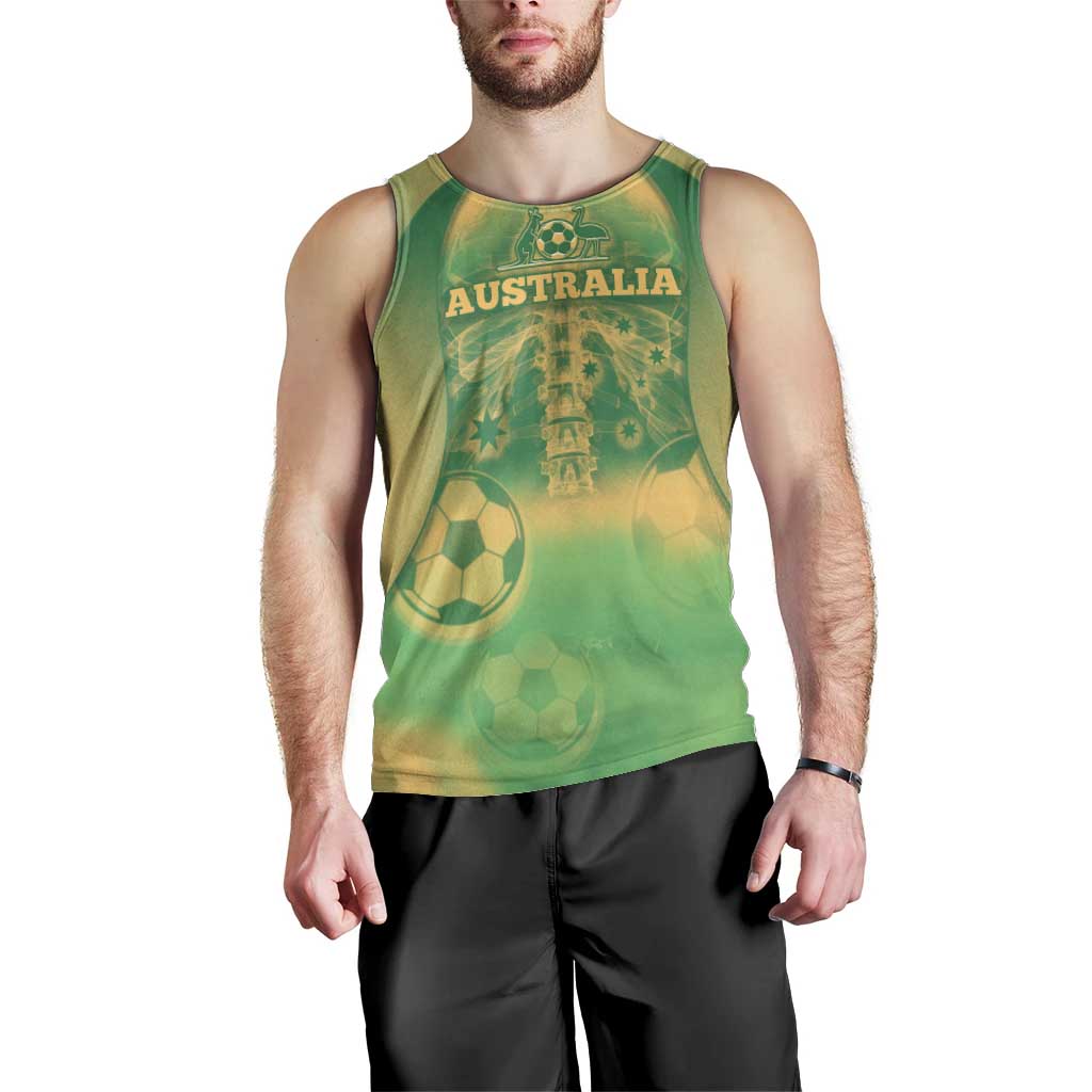 Custom Australia Soccer Men Tank Top Skeleton Gradient Vintage Spray