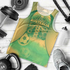 Custom Australia Soccer Men Tank Top Skeleton Gradient Vintage Spray