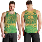 Custom Australia Soccer Men Tank Top Skeleton Gradient Vintage Spray