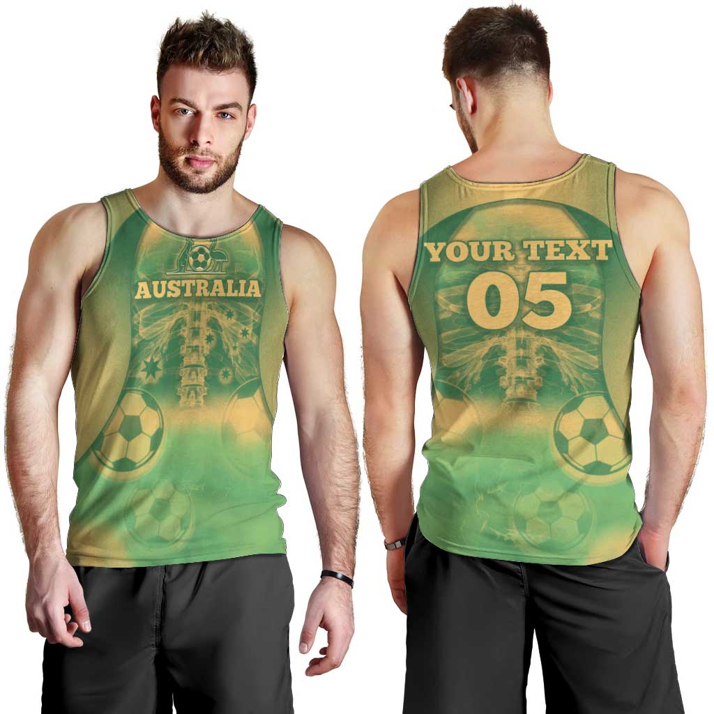 Custom Australia Soccer Men Tank Top Skeleton Gradient Vintage Spray