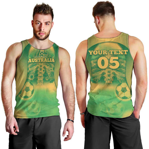 Custom Australia Soccer Men Tank Top Skeleton Gradient Vintage Spray
