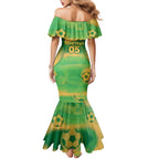 Custom Australia Soccer Mermaid Dress Skeleton Gradient Vintage Spray