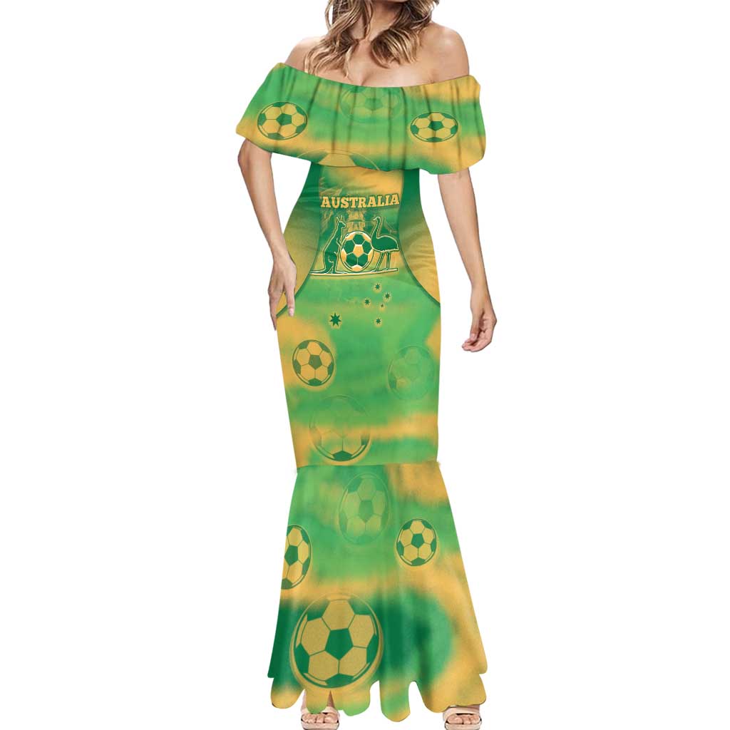 Custom Australia Soccer Mermaid Dress Skeleton Gradient Vintage Spray
