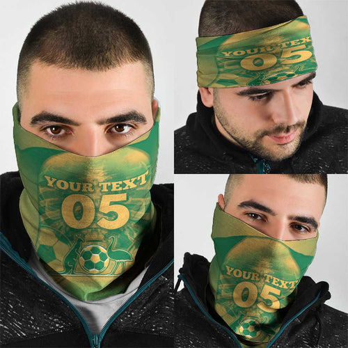 Custom Australia Soccer Neck Gaiter Skeleton Gradient Vintage Spray