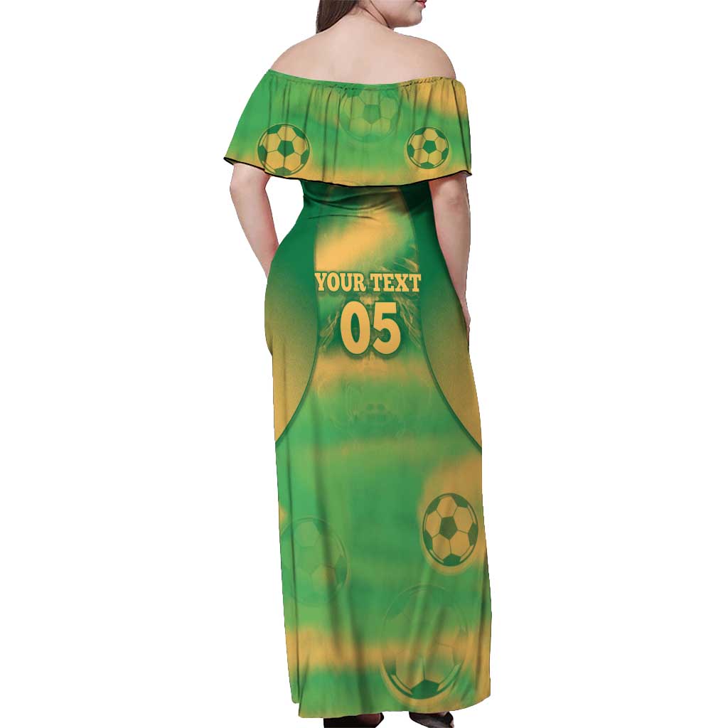Custom Australia Soccer Off Shoulder Maxi Dress Skeleton Gradient Vintage Spray