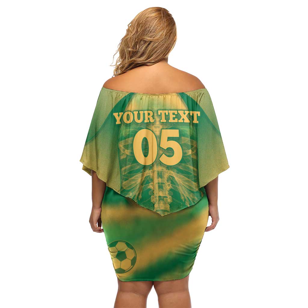 Custom Australia Soccer Off Shoulder Short Dress Skeleton Gradient Vintage Spray