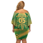 Custom Australia Soccer Off Shoulder Short Dress Skeleton Gradient Vintage Spray