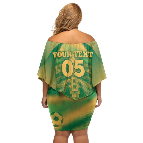 Custom Australia Soccer Off Shoulder Short Dress Skeleton Gradient Vintage Spray