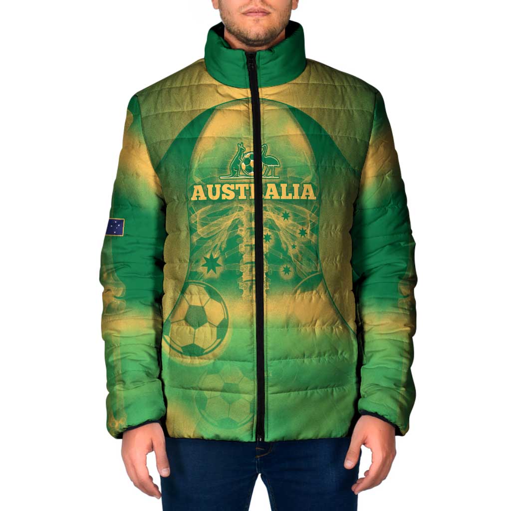 Custom Australia Soccer Padded Jacket Skeleton Gradient Vintage Spray